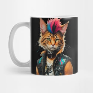 1980s Retro Punk Cat Mug